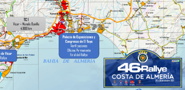 Mapa del recorrido del 46 Rallye Costa de Almería