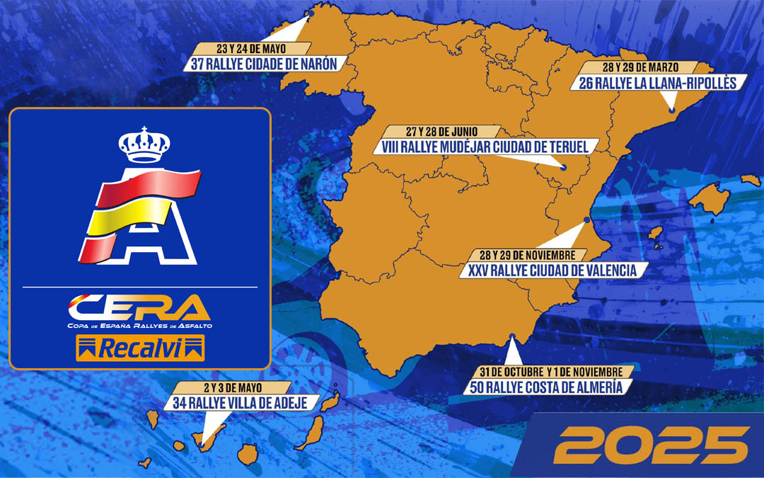 Calendario del Campeonato de España de Rallyes de Asfalto CERA – Recalvi 2025